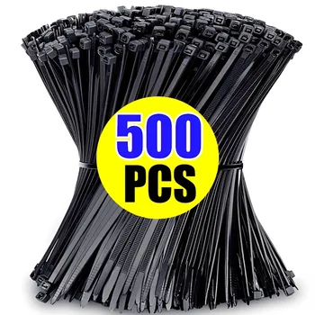 100/500PCS Plastic Nailon Cablu Cravată Reglabil Auto-blocare Cablu Cravată Curea Reutilizabile Sârmă de Legare Organizator de Stocare Inel de Fixare