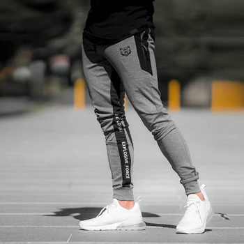 Bumbac imprimat la modă amenajare slim pantaloni pentru bărbați street îmbrăcăminte în aer liber casual pantaloni jogger exercițiu de fitness pantaloni