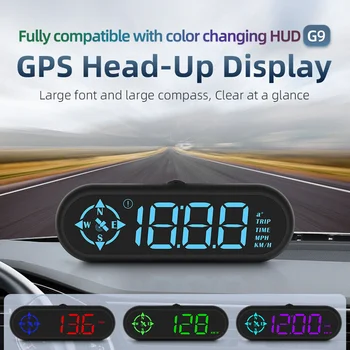 G9 Auto HUD Conducere în condiții de Siguranță Assist Head-Up Display Vitezometru Mașină Alarmă cu LED-uri de Afișare Ghid Precis Direcția GPS Dedicat pentru Toate Auto